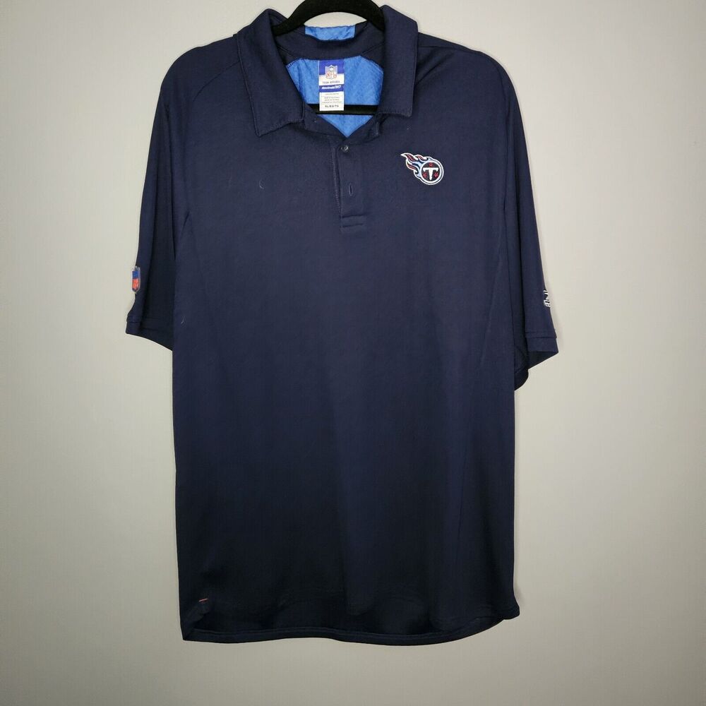 Reebok‎ NFL Tennessee Titans Polo Team PlayDry Performance Shirt Navy XL